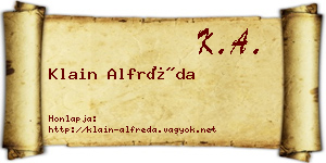 Klain Alfréda névjegykártya